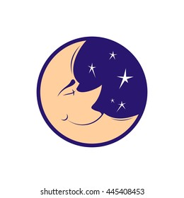 Vector symbol of the moon, moonlit night icon.