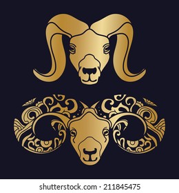 Vector symbol of the new year goat.