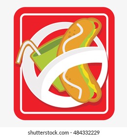 Vector Symbol Of No Drink or Food Sign In The Red Box