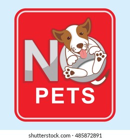 Vector Symbol Of No Pets Sign With Words In The Red Box