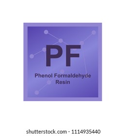 Vector symbol of Phenol Formaldehyde Resin (PF) polymer on the background from connected macromolecules