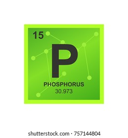 Vector symbol of Phosphorus from the Periodic Table of the elements on the background from connected molecules