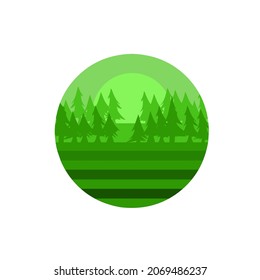 Vector symbol of pine forest with flat design.