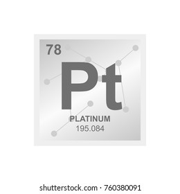 Vector symbol of Platinum from the Periodic Table of the elements on the background from connected molecules
