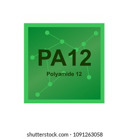 Símbolo de Vector del polímero de poliamida 12 (PA12) en el fondo de macromoléculas conectadas