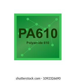 Vector symbol of Polyamide 610 (PA610) polymer on the background from connected macromolecules