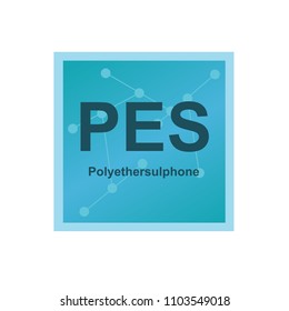 Vector symbol of Polyethersulphone (PES) polymer on the background from connected macromolecules