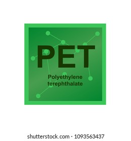 Vector symbol of Polyethylene terephthalate (PET) polymer on the background from connected macromolecules