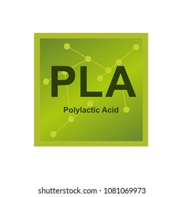 Vector symbol of Polylactic acid (PLA) polymer on the background from connected macromolecules