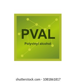 Vector symbol of Polyvinyl alcohol (PVA, PVOH or PVAL) polymer on the background from connected macromolecules