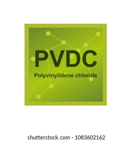 Vector symbol of Polyvinylidene chloride (PVDC) polymer on the background from connected macromolecules