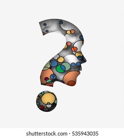 Vector symbol of question mark in colorful background.