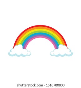 vector symbol of rainbow and clouds in the sky on white background
