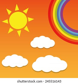 vector symbol of rainbow and clouds in the sky