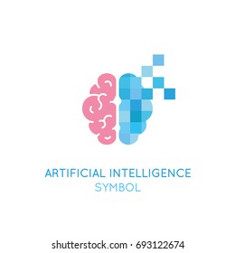 Vector Symbol Related To Artificial Intelligence, Machine Learning, Digital Brain And Thinking Process. Artificial Intelligence Logo