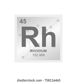 Vector symbol of Rhodium from the Periodic Table of the elements on the background from connected molecules