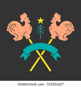 Vector Symbol Rooster Lollipop New Year