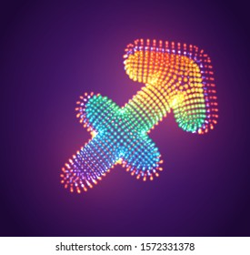 vector symbol Sagittarius horoscope made of glowing colorful dots