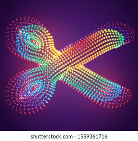 vector symbol scissors made of glowing colorful dots