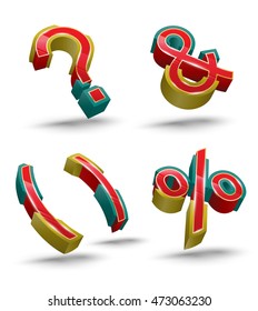 Vector symbol set 3D style. Vector illustration.