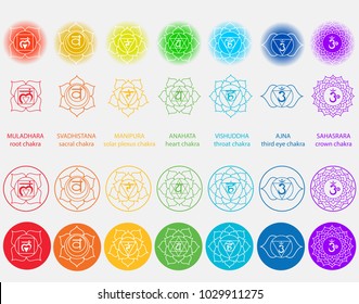 Vector symbol set of chakras. Solid character illustration of Hinduism and Buddhism. For design, associated with yoga and India.