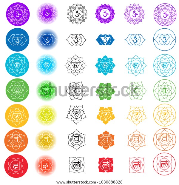 Vector Symbol Set Chakras Solid Character Stock Vector (Royalty Free ...