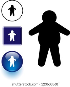 vector symbol sign and button of an overweight man