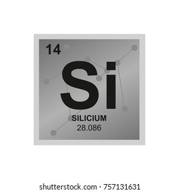 Vector symbol of Silicon from the Periodic Table of the elements on the background from connected molecules
