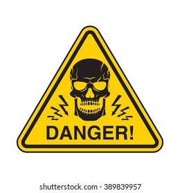 Vector symbol with skill, warns of danger. Can use for print, cover, label, sticker, sign, poster, banner.