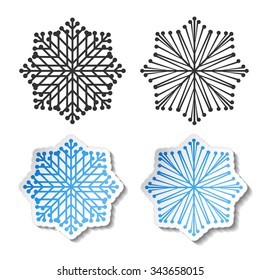 Vector symbol of snowflake. Winter sale label, blue white sticker - Christmas snow icon
