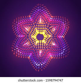 vector symbol star of David made of glowing colorful dots