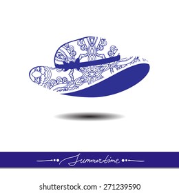 Vector symbol for summer design. Isolated object on a white background.Summer, sun hat