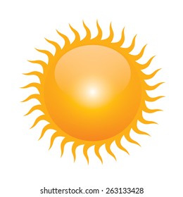 Vector symbol of sun. Outline solar icon. Button for web and logo element.