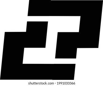 Vector symbol symmetrical sharp and italic shape with negative space on the middle 