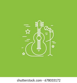 Vector symbol of  Taxas  in trendy linear style isolated on  background. Guitar and microphone icon. Icon in linear style.