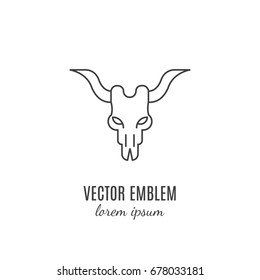 Vector symbol of  Taxas  in trendy linear style isolated on white background. Cattle skull icon. Icon in linear style.