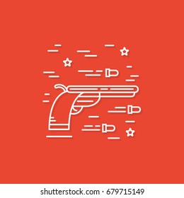Vector symbol of  Taxas  in trendy linear style isolated on  background. Gun and bullets  icon. Icon in linear style.