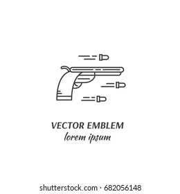 Vector symbol of  Taxas  in trendy linear style isolated on white  background. Gun and bullets  icon. Icon in linear style.