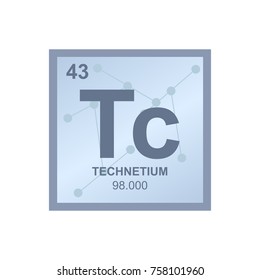 Vector symbol of Technetium from the Periodic Table of the elements on the background from connected molecules