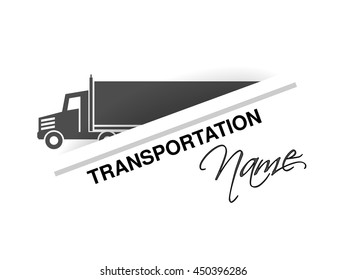 Vector symbol of transport, silhouette of truck, lorry. Design for brand transportation.