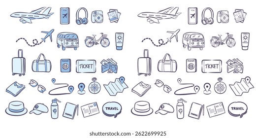 símbolo vetorial do conjunto de viagem