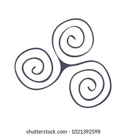 Vector symbol: The Triad, Triskelion, Triskele, or Celtic Triple Spiral. Spiral of Life symbol.