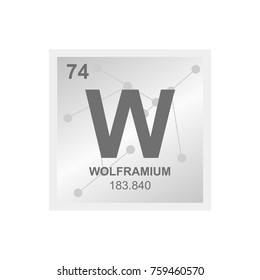 Vector symbol of Tungsten from the Periodic Table of the elements on the background from connected molecules