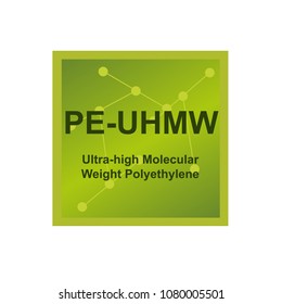 Vector symbol of Ultra high molecular weight polyethylene (UHMWPE or PE-UHMW) polymer on the background from connected macromolecules
