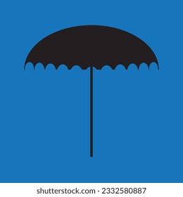 vector symbol of an umbrella on blue background