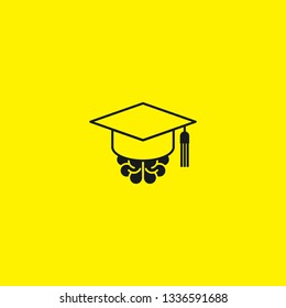 Vector symbol of university graduation cap and brain