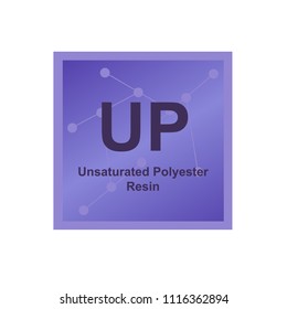 Vector symbol of Unsaturated Polyester Resin (UP) polymer on the background from connected macromolecules