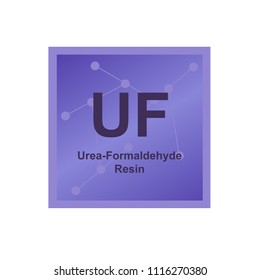 Vector symbol of Urea-formaldehyde Resin (UF) polymer on the background from connected macromolecules