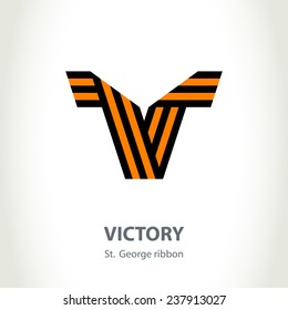 Vector symbol for Victory Day made of St. George ribbon. Isolated on white background