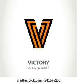 Vector symbol for Victory Day made of St. George ribbon.